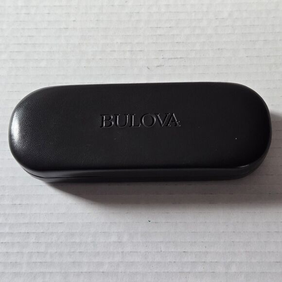 Bulova Eyeglasses Case Hard Shell Clamshell Felt Lined Travel Storage Black 6" - Picture 1 of 7